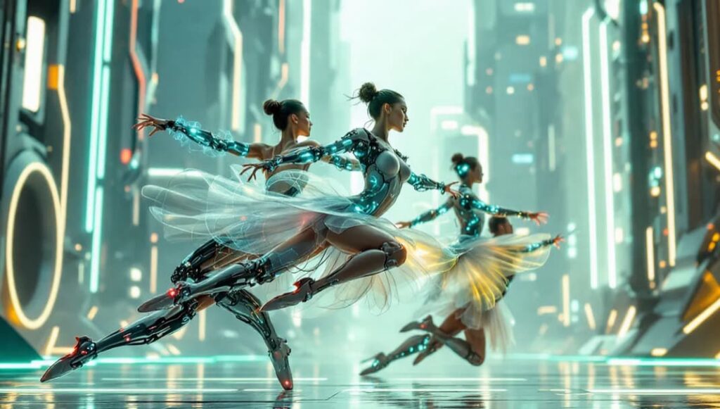 Future prospects of biomechanical ballet simulation with dancers showcasing their skills.